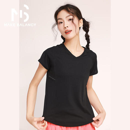 2025春夏Makebalancy/慕柏郦运动短袖T恤开叉设计冰凉透气丝滑亲肤吸排速干1965 商品图2