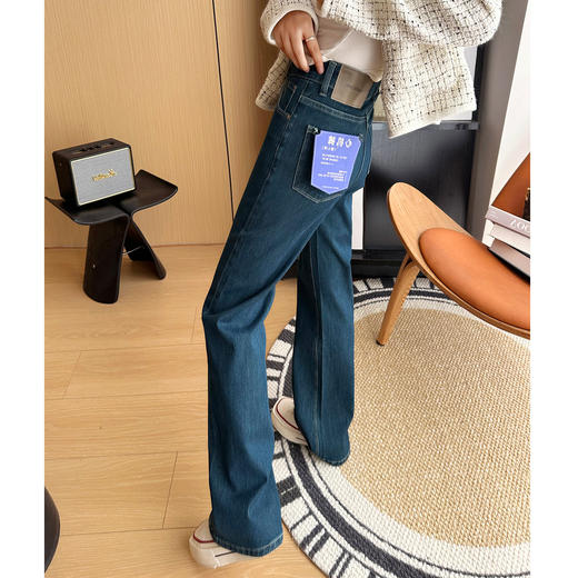 一眼爱上！四面弹心机裤！2025春秋季牛仔阔腿裤女 显瘦直筒喇叭裤！ 商品图5