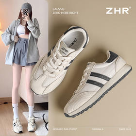 ZHR则则真皮拼接休闲鞋轻便耐磨女鞋春季新款ins百搭老爹鞋运动鞋