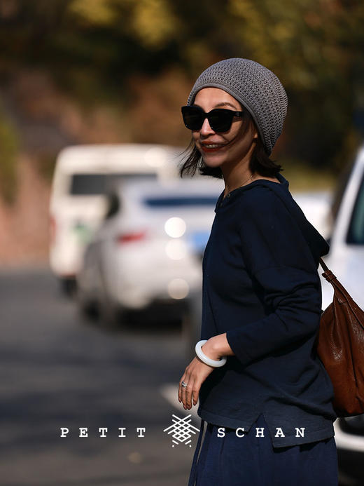 PETIT SCHAN小闪 #082 idealism 唯心主义 棉麻镂空针织堆堆帽 商品图7