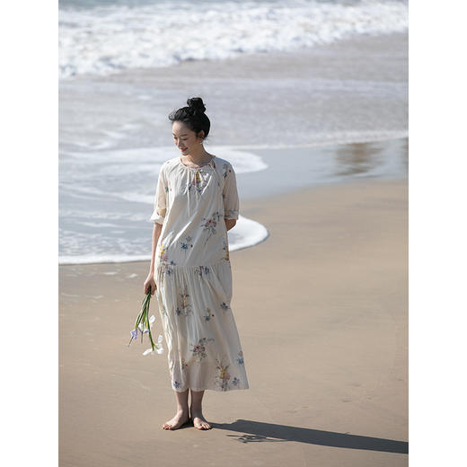 艺术家联名款 牧衣游原创印花匹马棉连衣裙国画设计感长裙 梦银河 商品图3