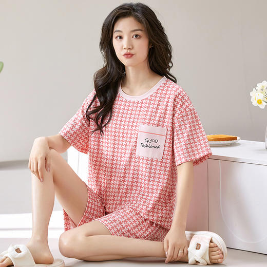 新款睡衣女夏仿棉短袖短裤家居服套装薄款凉爽透气居家舒适可外穿睡衣2025新款 商品图1