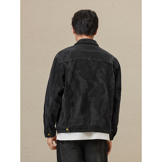 GXG男装黑色水洗休闲牛仔夹克2024春季热卖#GFD1E801611 商品图4