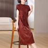 雀说新中式改良旗袍连衣裙新款优雅复古国风中长裙AL9122 商品缩略图3