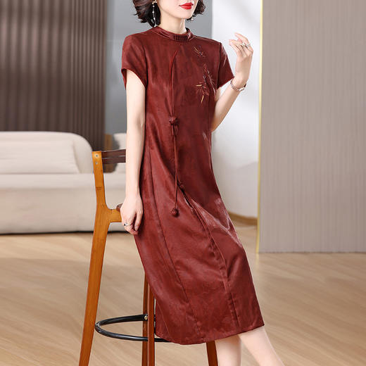 雀说新中式改良旗袍连衣裙新款优雅复古国风中长裙AL9122 商品图3