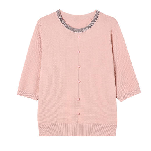 CC-17-2561大码女上衣七分袖t恤春夏2025新款小香风冰丝针织打底衫 商品图4