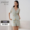 深睡眠蚕丝睡衣】真丝睡衣针织100%桑蚕丝女短袖短裤家居服金三塔    YZFFB401 商品缩略图0