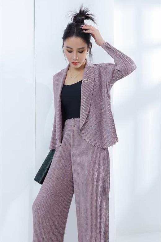 ESTELLICA 气质紫色褶皱外套长裤套装 19983 商品图2