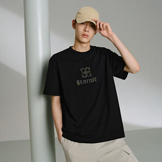 GXG男装 黑色潮流图案短袖T恤 24年夏季热卖G24X442035 商品图2