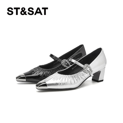 星期六法式气质通勤粗跟单鞋SSD1111E98 商品图9