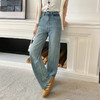 高级感浅色阔腿牛仔裤！女款2025春季新款高腰宽松垂感拖地直筒长裤子！ 商品缩略图2