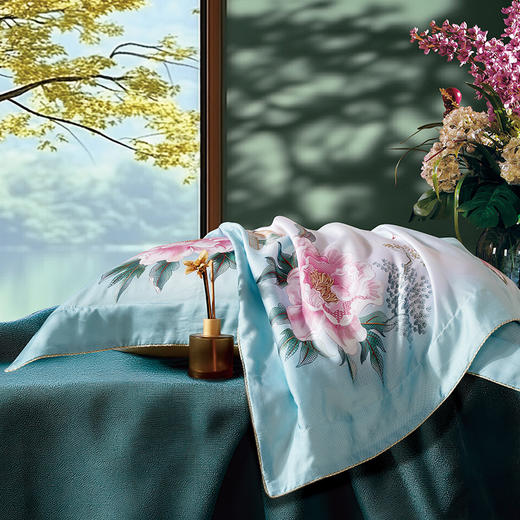 【6楼】富安娜国绣独幅床单四件\国色系列·国色天香，绿 商品图7