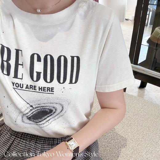 东京女子图鉴 | 发光吧小宇宙兰精天丝针织印花白tee 米白色 商品图2