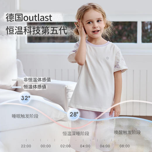 【2025年春夏新品】i-baby/英伦宝贝自然生长恒温抑菌家居服男童针织女童睡衣低敏短袖短裤套装亲子装 商品图4
