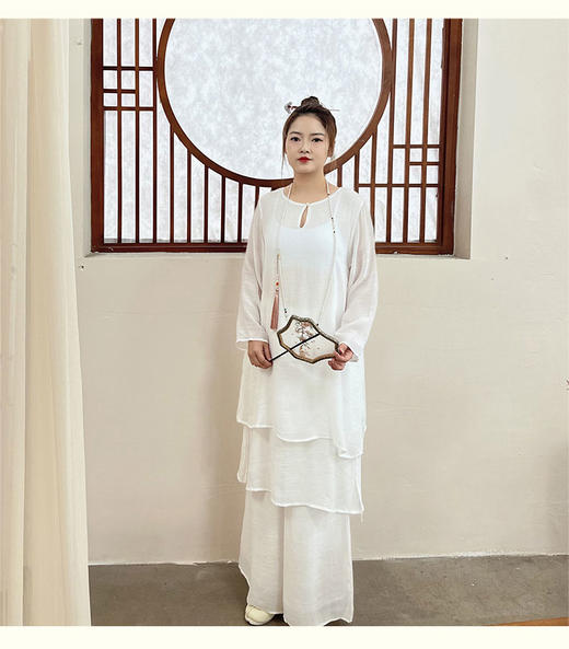 壁虎瑜伽 国风任意门【2503TZ341】棉麻中长套装（无胸垫）【5天发货】 商品图2