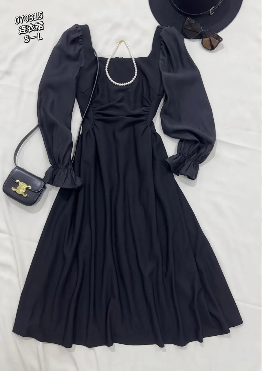 33GAZ070315#相拼袖子连衣裙