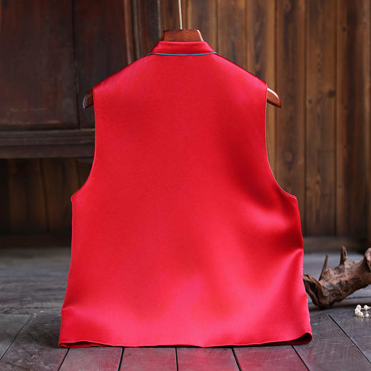 FLZD-6221新款春季新中式盘扣上衣圆领重工刺绣民族风绣花百搭女式马夹 商品图3