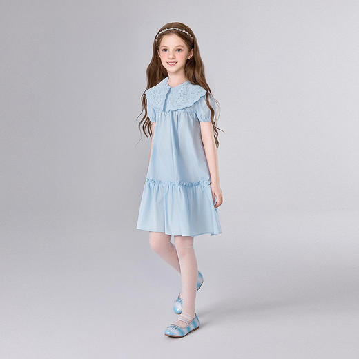 笛莎Deesha 童装女童连衣裙2025夏新款女童大翻领棉布连衣裙 商品图2