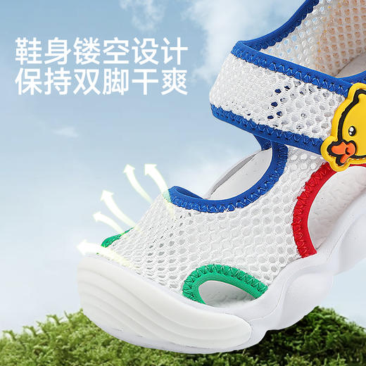 B.Duck小黄鸭童鞋女童包头凉鞋夏季透气男童鞋魔术贴儿童凉运动鞋24-30 B2686862 商品图2
