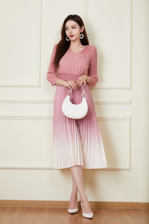 Le Malene 浪漫粉色渐变百褶连衣裙 19940 商品图2