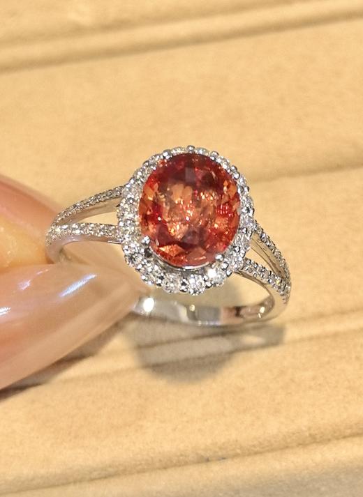 1.83ct刻面帕帕拉恰蓝宝石戒指 商品图2