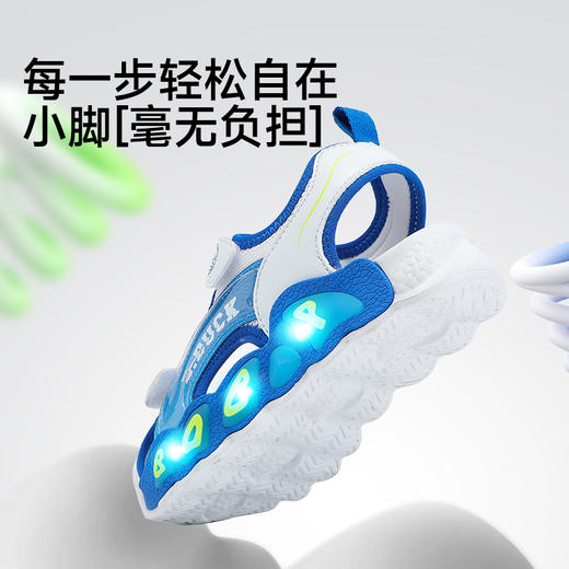 B.Duck小黄鸭童鞋男童凉鞋包头儿童亮灯鞋夏季女童宝宝鞋24-30 B2686838 商品图3