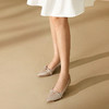 千百度小猫跟羊皮婚鞋高跟鞋女款新娘宴会法式单鞋A25176803 商品缩略图1
