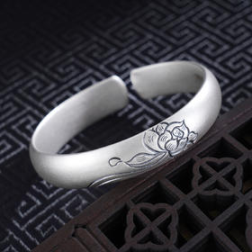 子佩集S999银【禅意莲心】手工纯银手镯原创设计【55021224】2503