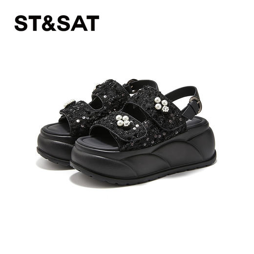 星期六时尚珍珠装饰厚底凉鞋SSD2115E2E 商品图7