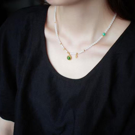 中式美学 羊脂玉 碧玉 项链 手链 两用款 南红 纯银镀金 商品图2