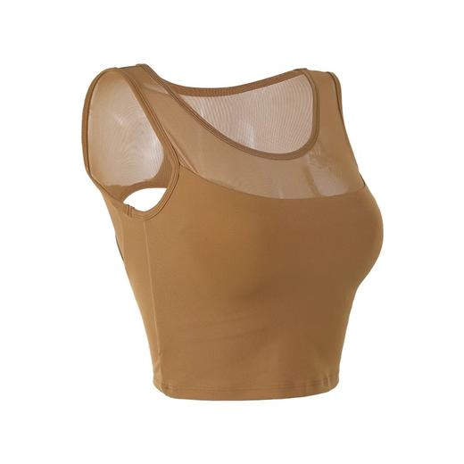 【限时秒】YOGACODE【火树银花系列】性感运动背心带胸垫不跑杯拼接网纱美背瑜伽背心DWB115122 商品图4