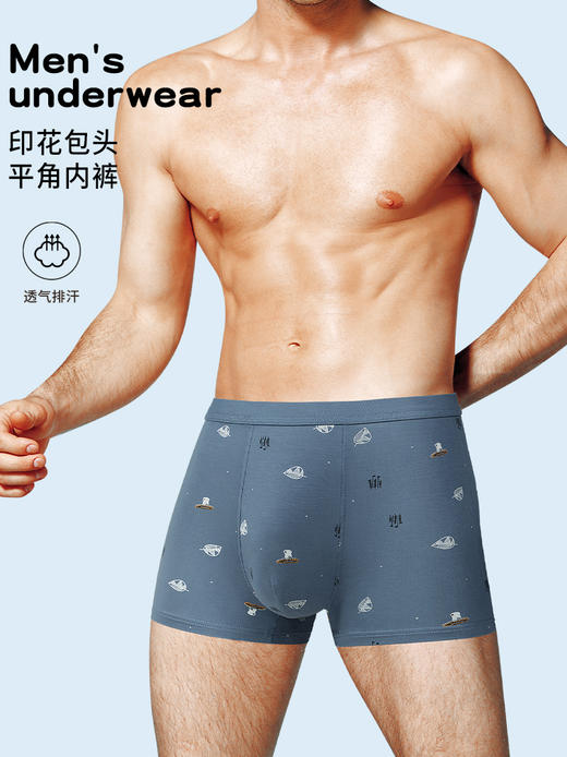 男士舒适透气莫代尔印花盒装平角内裤23254/13254/33254/43254 商品图1