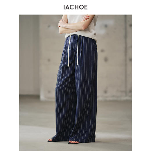 棉仓3621518017-IACHOE垂感细条纹休闲裤 商品图0