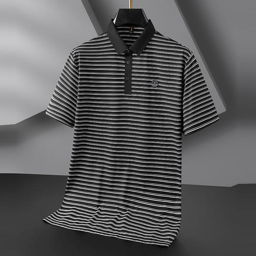 【弹力】【DWN】大依优型大码男装条纹短袖POLO衫T恤加肥加大宽松休闲冰丝打底夏季胖子男士上衣 商品图4
