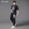 PINLI品立2025夏季新款男士圆领落肩印花短袖T恤上衣BG252111019 商品缩略图2