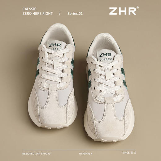 ZHR则则真皮拼接休闲鞋轻便耐磨女鞋春季新款ins百搭老爹鞋运动鞋 商品图1