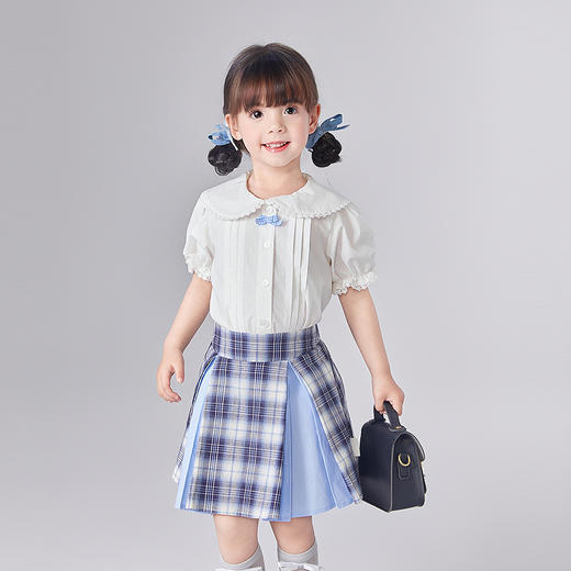 笛莎Deesha 童装女童衬衫2025夏新款女童优雅娃娃领花边装饰叠杆衬衫 商品图1