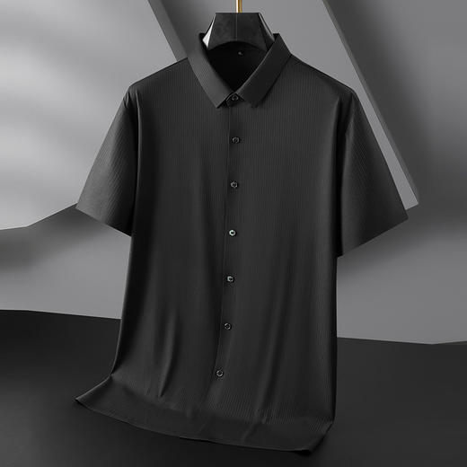 【冰丝弹力】【DWN】大依优型大码男装短袖衬衫加肥加大半袖衬衣宽松休闲弹力打底夏季胖子男士上衣 商品图4