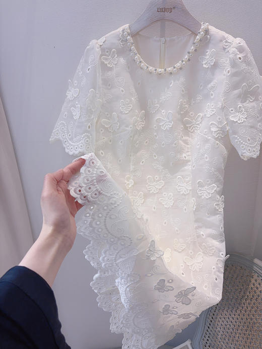 【门店同款】ENJOY夏季重工珍珠蝴蝶刺绣连衣裙 157901288 商品图3