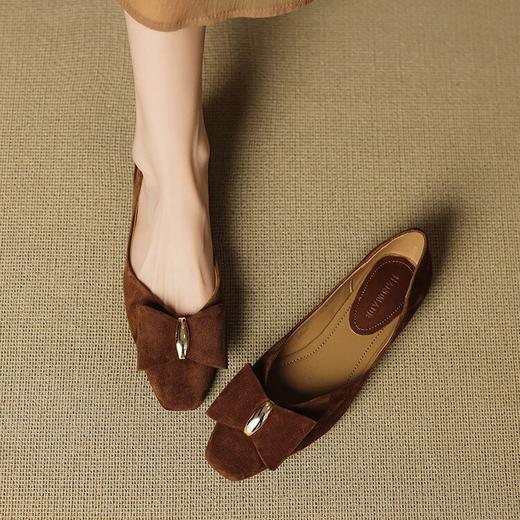 【预售5天】法式复古翻皮蝴蝶结玛丽珍鞋，方头平底配裙子单鞋OFSM&7190 商品图4