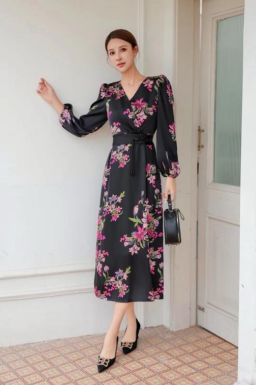 ELLA JADE 浪漫印花光泽感收腰连衣裙 20069 商品图2