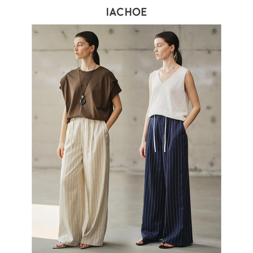 棉仓3621518017-IACHOE垂感细条纹休闲裤 商品图2