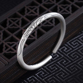 子佩集S999银【莲莲心事】手工纯银手镯原创设计【55023228】2503