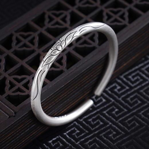 子佩集S999银【莲莲心事】手工纯银手镯原创设计【55023228】2503 商品图1