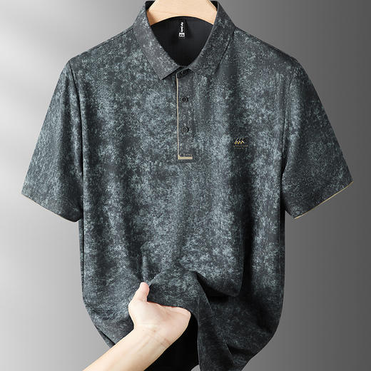 【冰丝弹力】【DPF】大依优型大码短袖POLO衫t恤夏季翻领男士宽松上衣半袖体恤胖子 商品图3