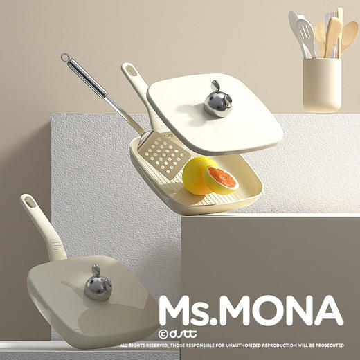 都市太太都市太太珐琅浅煎陶瓷煎烤锅不粘锅家用24CM燃气灶电磁炉通用白色_白色 商品图2