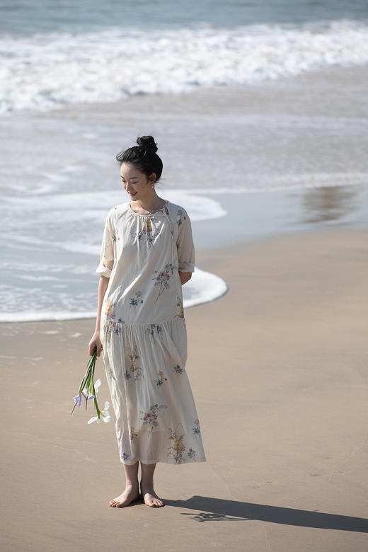 艺术家联名款 牧衣游原创印花匹马棉连衣裙国画设计感长裙 梦银河 商品图5