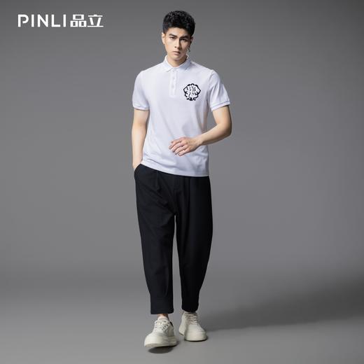 PINLI品立2025夏季新款男士短袖POLO衫植绒印花修身休闲百搭上衣BG252112027 商品图2