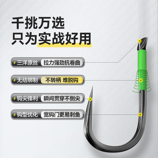 汉鼎无结子线新关东无刺6付鱼钩柔软子线双钩加强钓大鱼钓鱼用具 商品图1