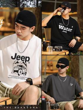 【YW】无忧购韩版简约字母印花230g纯棉百搭宽松休闲男士T恤（截单后3-5天发货)